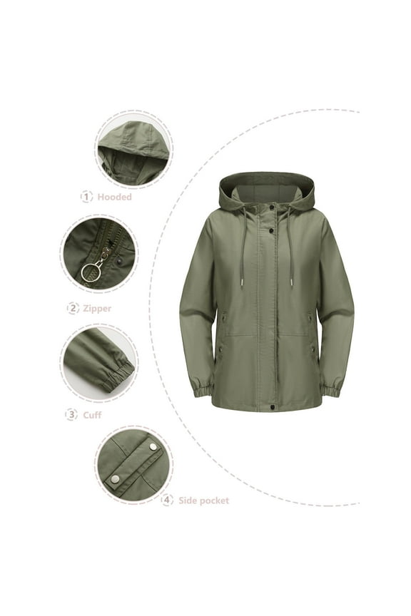 Wancir Women Waterproof Lightweight Rain Jacket Active Outdoor Hooded Raincoat