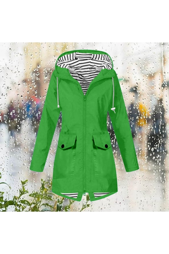 Wancir Women Waterproof Outdoor Hiking Raincoat Women Lined Rain Jacket Lightweight Hooded Jackets Trench Coats