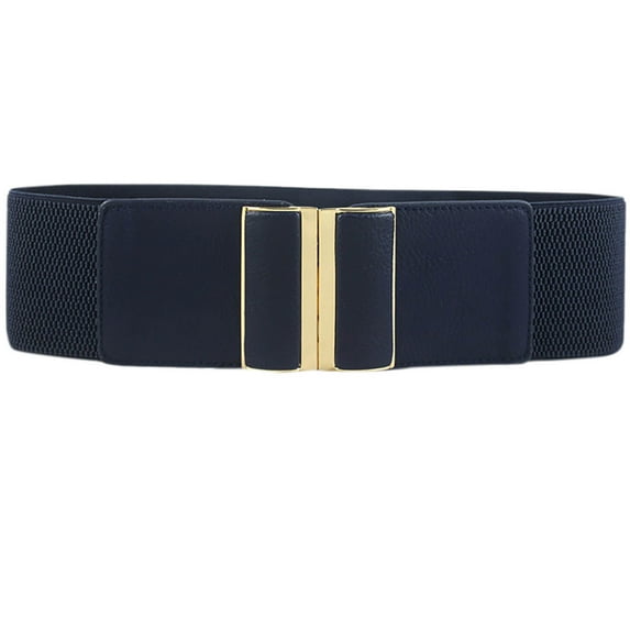 Wancir Women Wide Elastic Waist Belt for Dresses Fashion Gold Buckle Stretchy Leather Waistband for Ladies