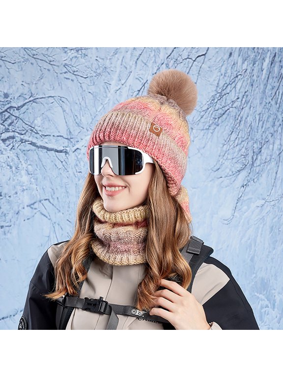 Wancir Women Winter Peruvian Cover Ears Beanie Hat Ear Flaps Sherpa Ski Snow Hats Knit Fleece Lined