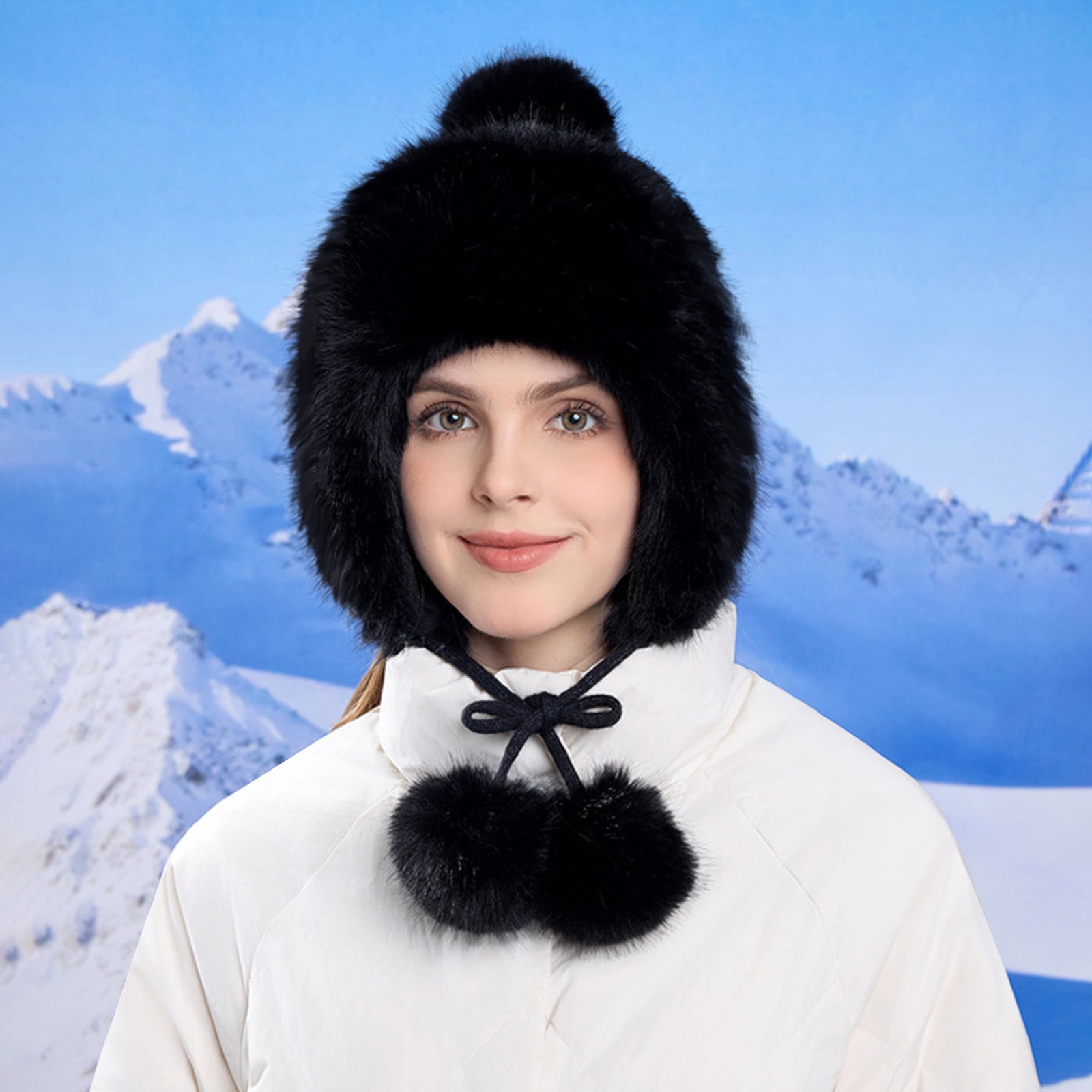 Wancir Women Winter Peruvian Cover Ears Beanie Hat Ear Flaps Sherpa Ski Snow Hats Knit Fleece Lined