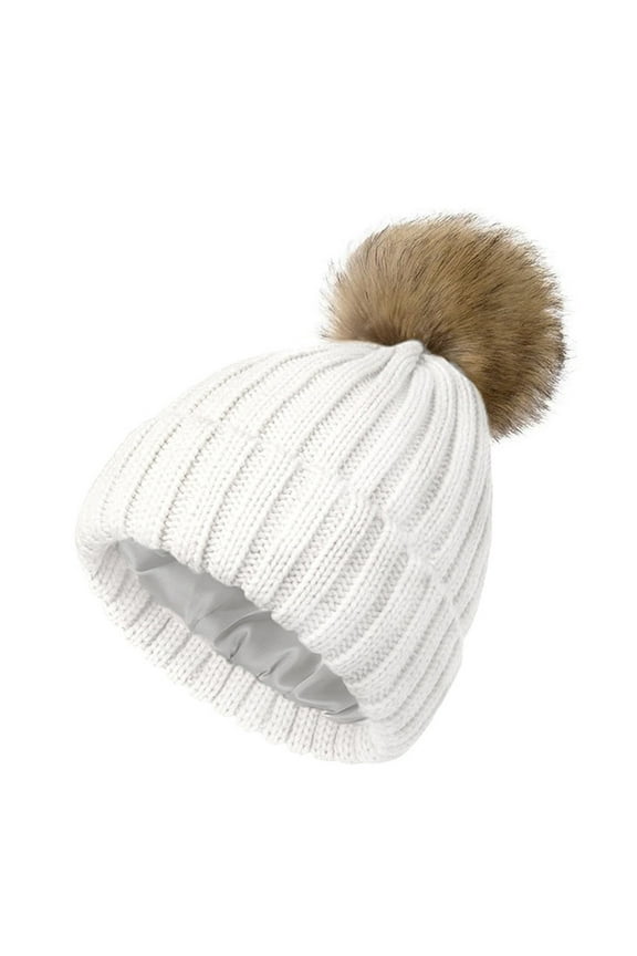 Wancir Women Winter Warm Crocheted Hat Windproof Beanies Caps Thick Fleece Lining Cold Weather Wool Knit Beanie