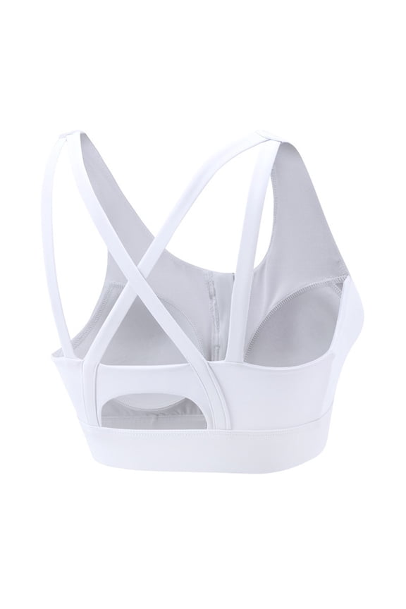 Wancir Women Zip Front Sports Bra Adjustable Straps High Support Medium Impact Zipper Front Hook Running Bra Crisscross Padded