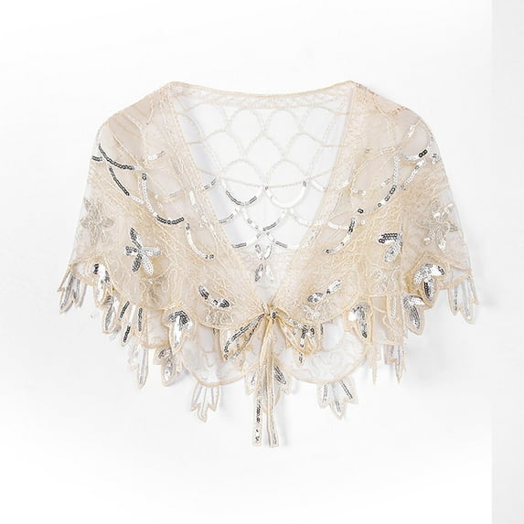 Wancir Women's 1920s Shawl Wraps,Sequin Beaded Flapper Evening Shawls for women formal/Party/Wedding/Formal/Harlem night