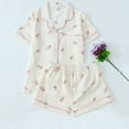 thumbnail image 1 of Wancir Women's 2 Piece Pajama Set Matching Pjs Sets Cute Printed Sleepwear Button Up Shirt with Lounge Shorts Set, 1 of 4