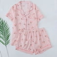 thumbnail image 1 of Wancir Women's 2 Piece Pajama Set Matching Pjs Sets Cute Printed Sleepwear Button Up Shirt with Lounge Shorts Set, 1 of 4
