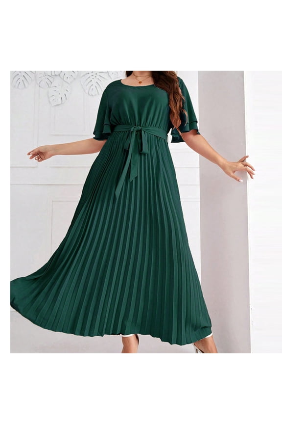 Wancir Women's 2024 Fall Maxi Dresses Casual Long Sleeve V Neck Swiss Dot High Waist Tiered Swing Flowy Boho Long Dress