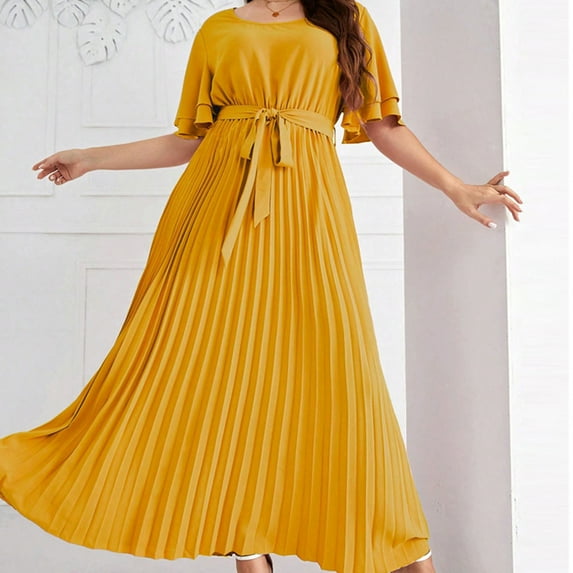 Wancir Women's 2024 Fall Maxi Dresses Casual Long Sleeve V Neck Swiss Dot High Waist Tiered Swing Flowy Boho Long Dress