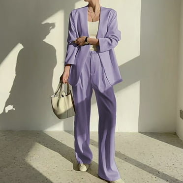 Wancir Women's 2024 Fall Two Piece Outfits Blazer Jacket and Wide Leg Pants Pockets Business Casual Suit Sets