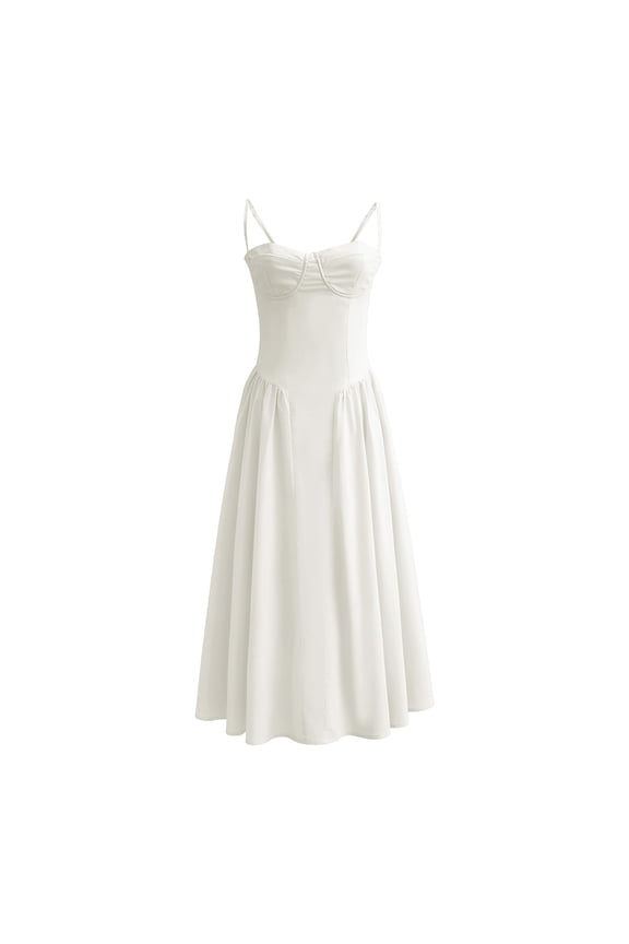 Wancir Women's 2024 Summer Sleeveless Halter Neck Ruffle Hem Split Flowy Swing Long Midi Dress