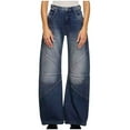 thumbnail image 1 of Wancir Women's Bowknot Embroidery Jeans Y2k Straight Leg Boyfriend Denim Pants, 1 of 5