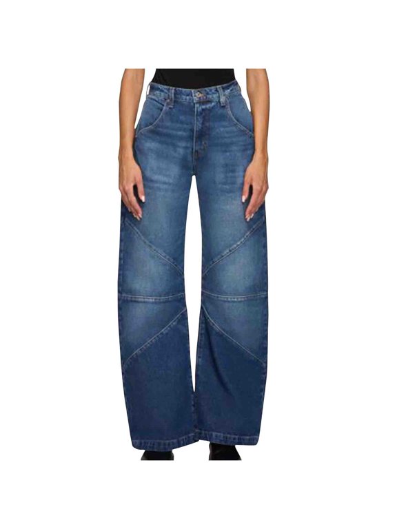 Wancir Women's Bowknot Embroidery Jeans Y2k Straight Leg Boyfriend Denim Pants