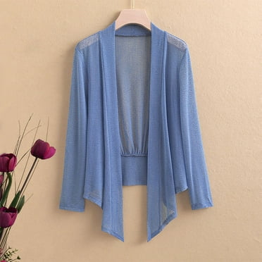 Wancir Women's Cardigans Short Sleeve Summer Lightweight Sheer Open Front Drape Casual Blouses Tops