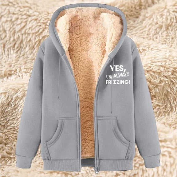 Wancir Women's Casual Full Zip Up Sherpa Lined Hoodie Sweatshirt Jacket Coat