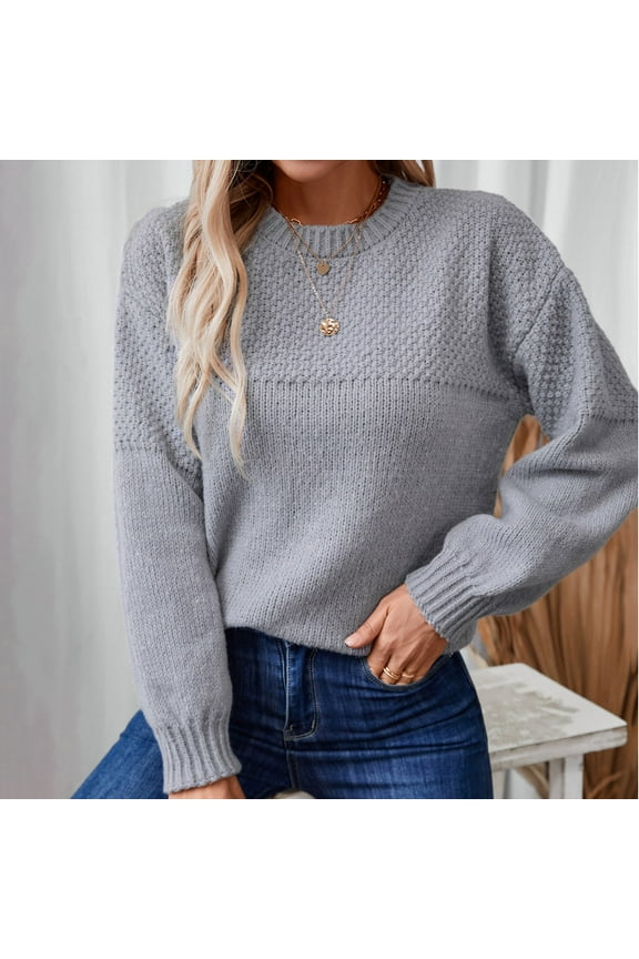 Wancir Women’s Casual Leopard Print Knitted Pullover Sweaters Long Sleeve Crew Neck Jumper Tops