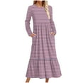 thumbnail image 1 of Wancir Women's Casual Long Sleeve Round Neck Hem T-Shirt Loose Dress with Pockets, 1 of 4