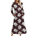 thumbnail image 1 of Wancir Women's Casual Long Sleeve Round Neck Hem T-Shirt Loose Dress with Pockets, 1 of 4