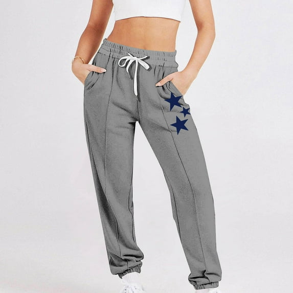 Wancir Women's Causal Drawstring High Waist Baggy Straight Wide Leg Sweatpants with Pockets