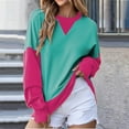 thumbnail image 1 of Wancir Women's Color Block Long Sleeve Tunics Tops Casual Round Neck Loose Shirts Blouses, 1 of 8