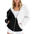 thumbnail image 1 of Wancir Women's Color Block Zip Up Hoodie Sweatshirt Casual Long Sleeve Drawstring Jacket Sweater with Pockets, 1 of 5