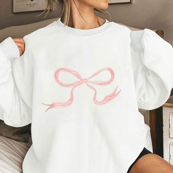 Wancir Women's Cute Bow Sweatshirt Plus Size Casual Long Sleeve Crew Neck Sweatshirts Fall Loose Fit Y2k Pullover Tops