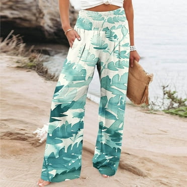 Wancir Women's Drawstring Casual Pants Stretchy High Waisted Loose Straight Leg Pants Jogger Trousers with Pockets
