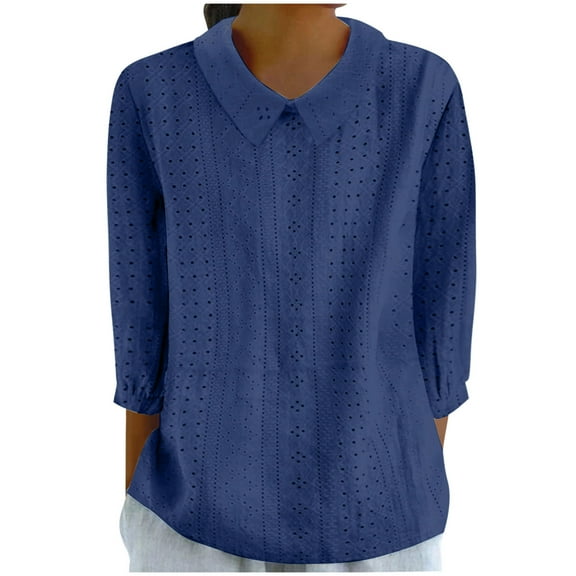 Wancir Women's Dressy Lapel Shirts for Work Office Business Casual Chiffon Blouse Tops