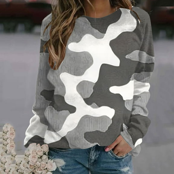 Wancir Women's Drop Long Sleeve Sweatshirt Tops Casual Crewneck Tunic Sweartshirts With Side Slits S-2XL