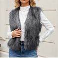 thumbnail image 1 of Wancir Women's Faux Fur Vest Coat Sleeveless Jacket V Neck Open Front Fluffy Autumn and Winter Warm Waistcoat Outwear, 1 of 5