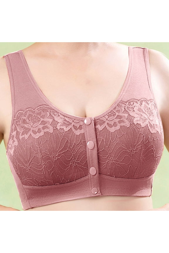 Wancir Women's Front Side Buckle Lace Edge without Steel Ring Movement Seamless Gathering Adjustment Athletic Bra