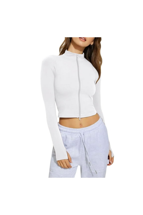 Wancir Women's Full Zip Seamless Workout Jacket Running Yoga Slim Fit Track Jacket