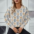 thumbnail image 1 of Wancir Women’s Graphic Sweater Casual Knit Pullover Drop Shoulder Long Sleeves Crewneck Soft Jumper Tops, 1 of 6