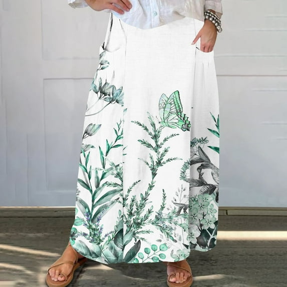 Wancir Women's High Elastic Waist A-Line Pleated Chiffon Skirt Midi A-Line Swing Skirts