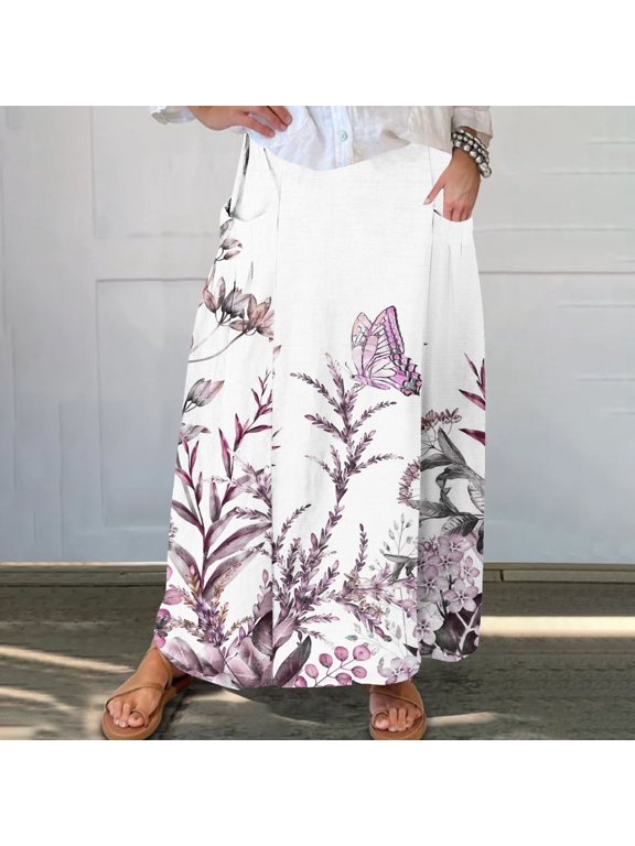 Wancir Women's High Elastic Waist A-Line Pleated Chiffon Skirt Midi A-Line Swing Skirts