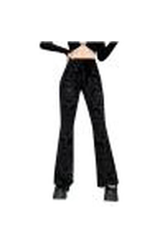 Wancir Women's Lace Flared Legging Pants Gothic High Waist Hollow Patchwork Mesh Bell-Bottom Trousers