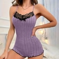 thumbnail image 1 of Wancir Women's Lace Trim One Piece Sleepwear Spaghetti Strap Cami Romper Pajamas Loungewear, 1 of 8