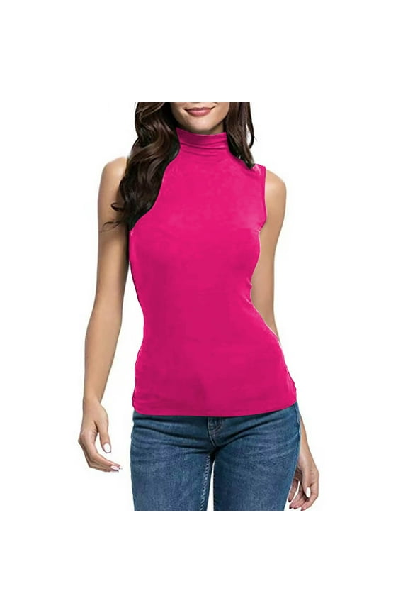 Wancir Women’s Long Sleeve Sleeveless Mock Turtle Neck Tops Basic Stretchy Fitted Underwear Layer Tee Shirts