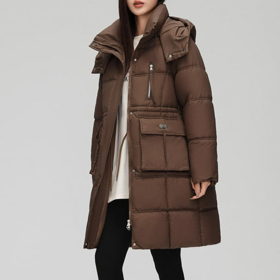 Wancir Women's Mid-Length Parka Winter Outerwear Jacket Soft Fleece Warm Snow Coat