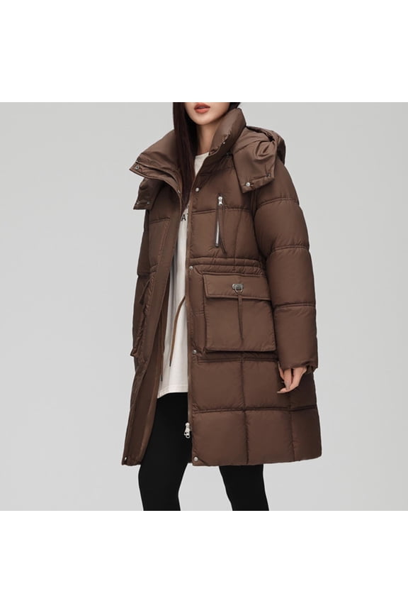 Wancir Women's Mid-Length Parka Winter Outerwear Jacket Soft Fleece Warm Snow Coat