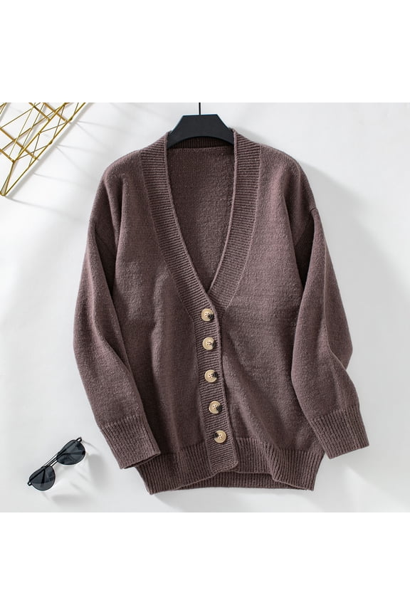 Wancir Women's Open Front Cardigan Sweaters Fashion Button Down Cable Knit Chunky Outwear Coats