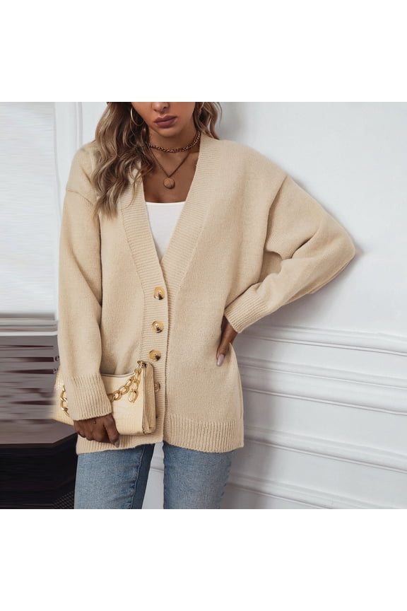 Wancir Women's Open Front Cardigan Sweaters Fashion Button Down Cable Knit Chunky Outwear Coats