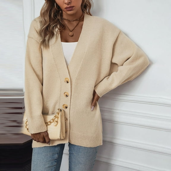 Wancir Women's Open Front Cardigan Sweaters Fashion Button Down Cable Knit Chunky Outwear Coats