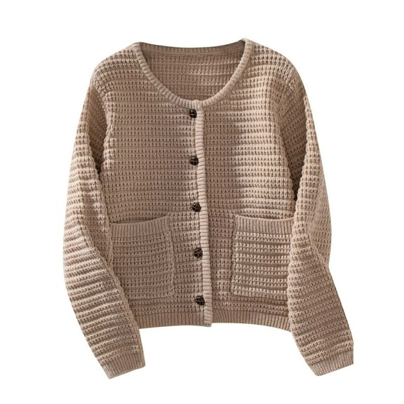 Wancir Women's Open Front Cardigan Sweaters Fashion Button Down Cable Knit Chunky Outwear Coats