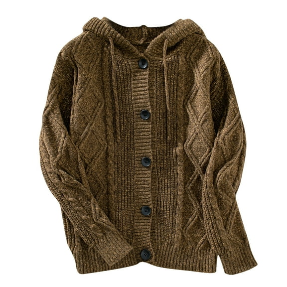 Wancir Women's Open Front Cardigan Sweaters Fashion Button Down Cable Knit Chunky Outwear Coats