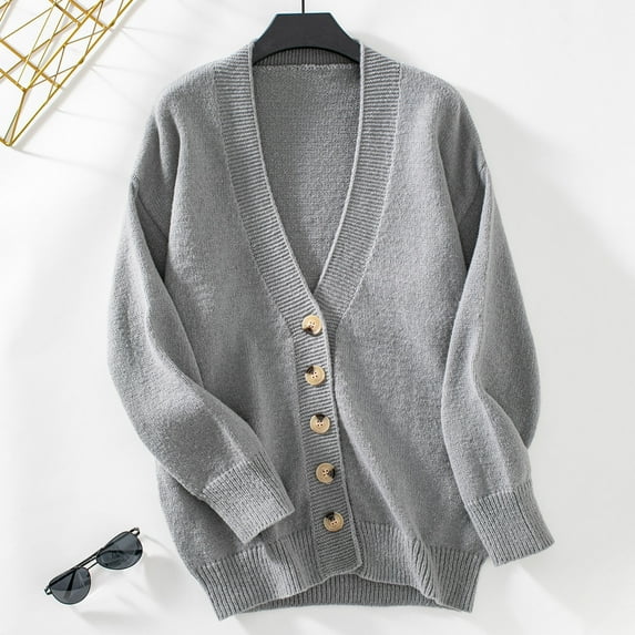 Wancir Women's Open Front Cardigan Sweaters Fashion Button Down Cable Knit Chunky Outwear Coats