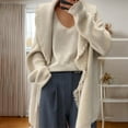 thumbnail image 1 of Wancir Women's Open Front Cardigan Sweaters Shawl Neck Long Sleeve Ruffle Chunky Ribbed Knit Sweater Long Jacket Coat, 1 of 5