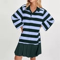 thumbnail image 1 of Wancir Women’s Oversized Casual Sweatshirt Patchwork Dress Fall Long Sleeve Trendy Lapel Neck Pleated Mini Dress, 1 of 9