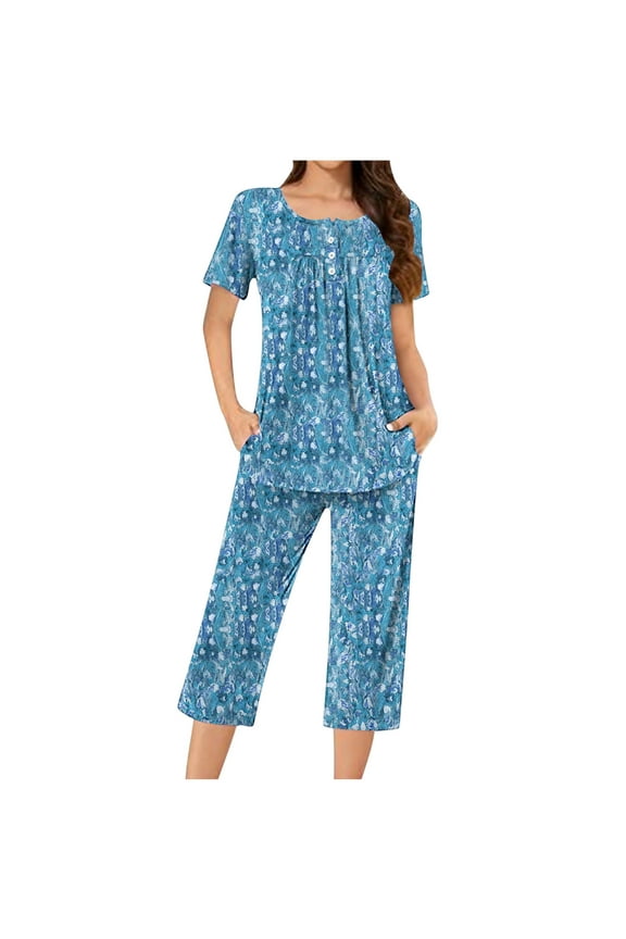 Wancir Women's Pajamas Sets Long Sleeve with Plaid Pants Soft Sleepwear 2 Piece Pjs Lightweight Lounge Set with Pockets