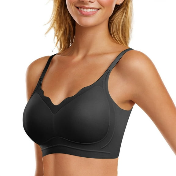 Wancir Full Coverage Bra for Women No Underwire Back Fat Smoothing Seamless Comfortable Bra Padded Wireless Support Bra