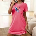 thumbnail image 1 of Wancir Women's Plus Size Short Nightdress Butterfly Print Round Neck for Home Lounge, 1 of 5